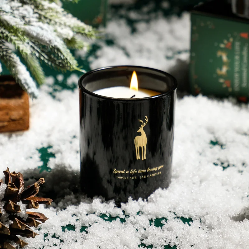 Bougies en cire de soja en pot noir