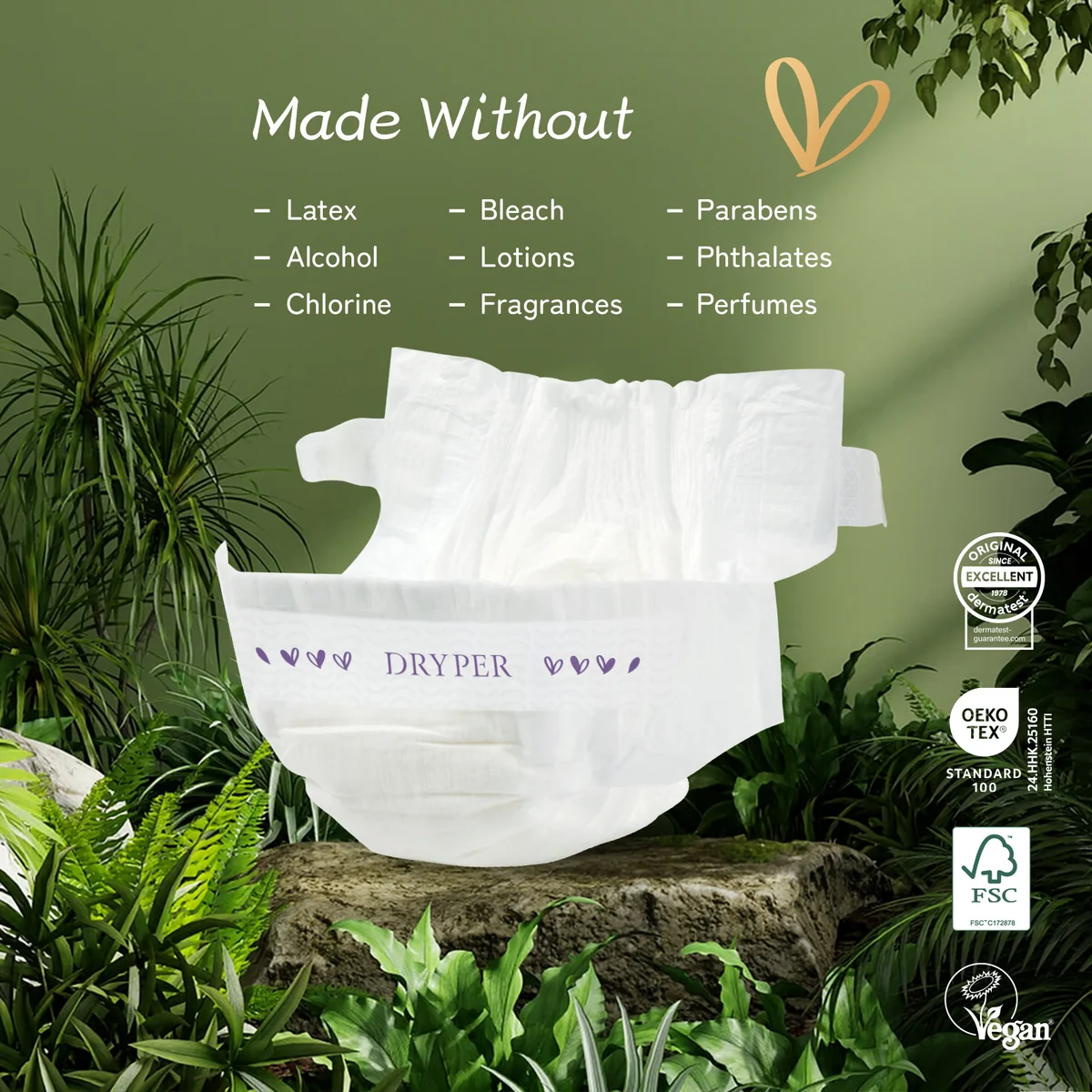 St Future Dryper Luxury Couture Baby Diapers Size 3 (7–13kg), 25 Count – Ultra Dry & Leak Protection, Hypoallergenic, Vegan, OEKO-TEX Certified, Day & Night Comfort production industrial FSC