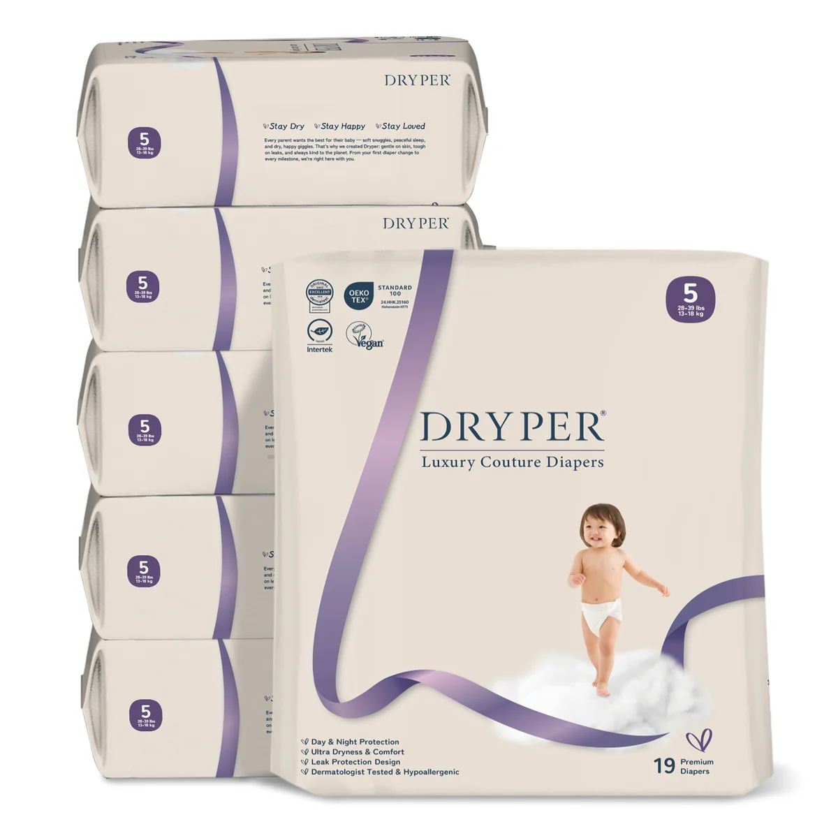 St Future Dryper Luxury Couture Baby Diapers Size 5 (13–18kg), 19 Count – Ultra Dry & Leak Protection, Hypoallergenic, Vegan, OEKO-TEX Certified, Day & Night Comfort production industrial FSC