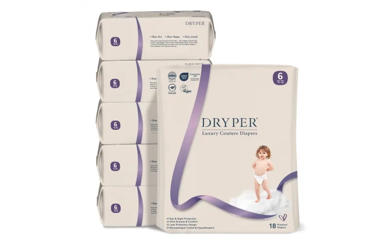 St Future Dryper Luxury Couture Baby Diapers Size 6 (16kg+), 18 Count – Ultra Dry & Leak Protection, Hypoal…