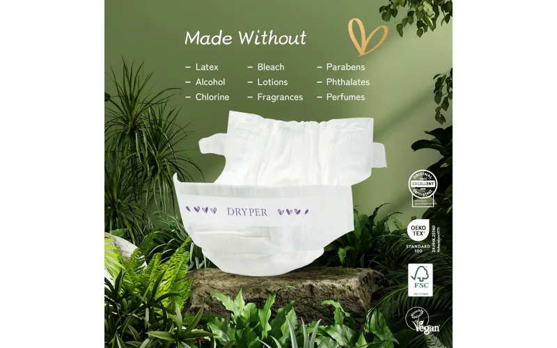St Future Dryper Luxury Couture Baby Diapers Size 6 (16kg+), 18 Count – Ultra Dry & Leak Protection, Hypoallergenic, Vegan, OEKO-TEX Certified, Day & Night Comfort production industrial FSC