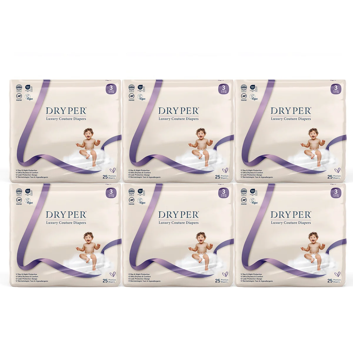 St Future Dryper Luxury Couture Baby Diapers Size 3 (7–13kg), 25 Count – Ultra Dry & Leak Protection, Hypoallergenic, Vegan, OEKO-TEX Certified, Day & Night Comfort production industrial FSC