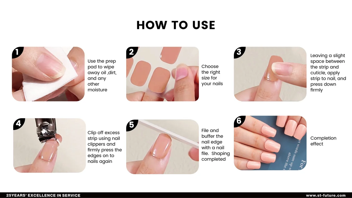 St Future UV Free Gel NAIL Strips OEM / ODM