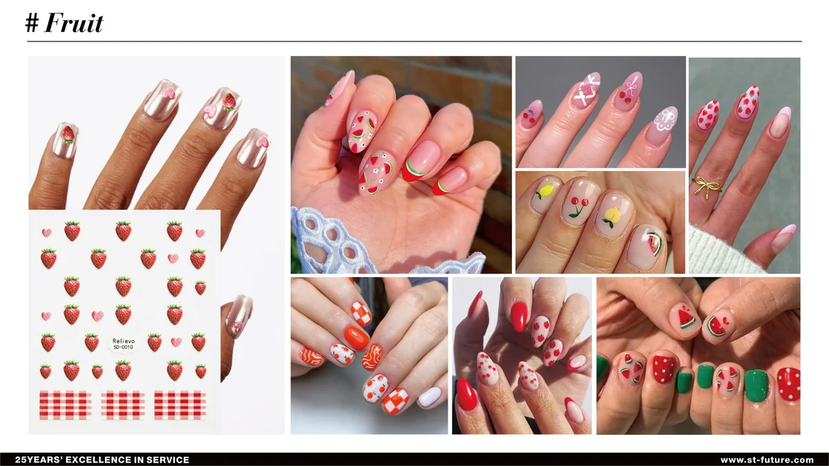 St Future Nail Art Sticker Flowers Fruit Butterflies 5D Embossed Letter Nail Art Nail Strips manufacturer factory supplier