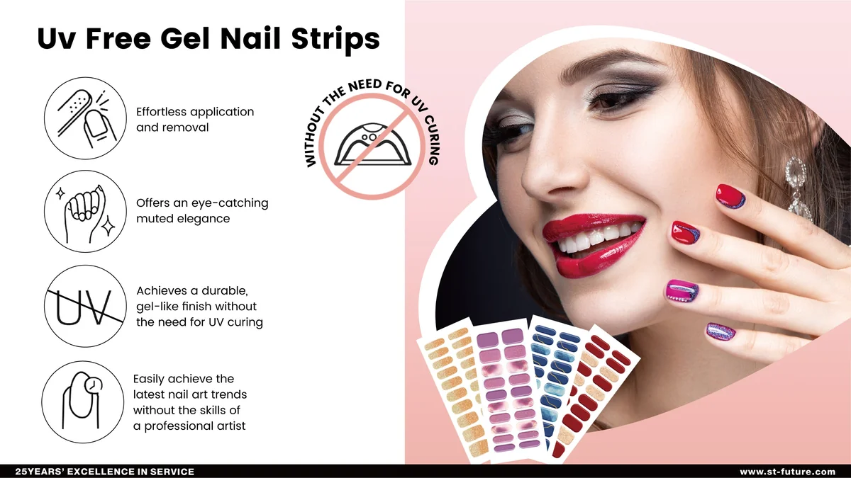 St Future UV Free Gel NAIL Strips OEM / ODM