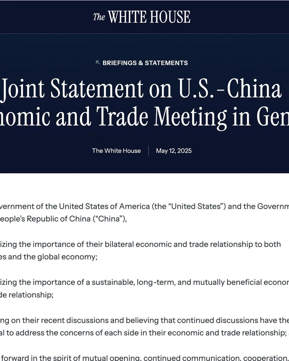 Top News: China and the U.S. reach a trade consensus; Glenn Martens will debut his first collection as Creative Director of Maison Margiela in July.